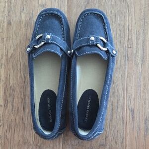 Banana Republic Navy Suede Bit Loafers